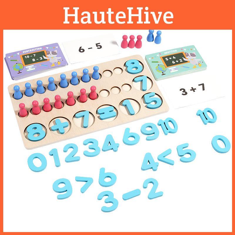 Numerical Wooden Addition And Subtraction Mathematical Operation Board Toy Kid
