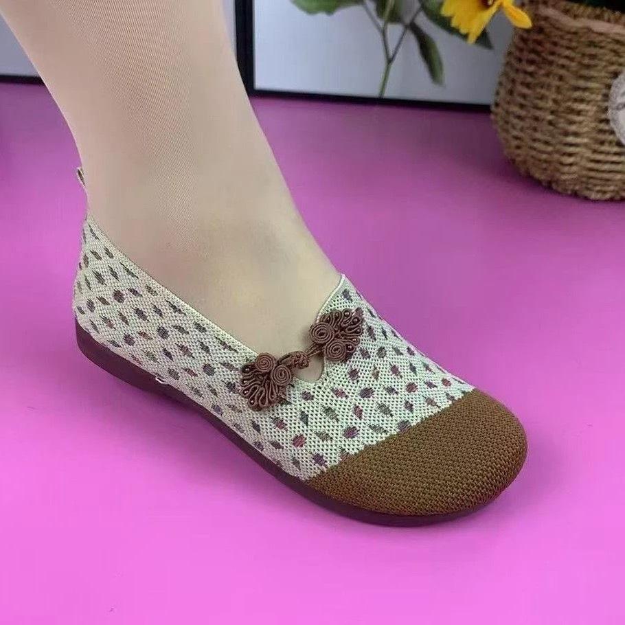 

Spring and Summer Cloth Shoes Summer New Style Comfortable Breathable Non-slip Flat Sole Pedals Mid-soft Sole Single Shoes 36 хакі