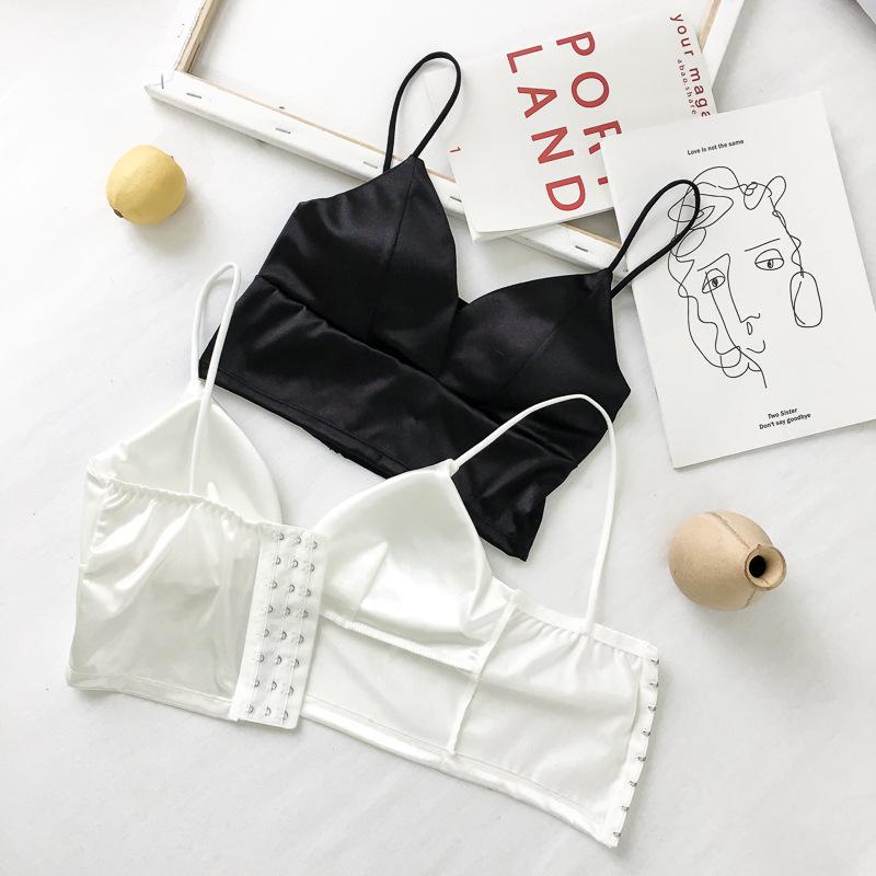 Women's Tube Top Silk Comfortable Crop Top Sexy Camisole Wireless Summer V-Neck Sleeveless Underwear
