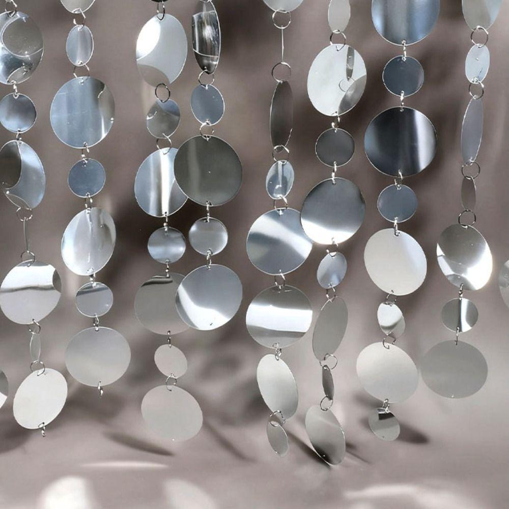 10PCS 1 Meter Sequins Hanging Foil Curtains Gold Silver Flash Curtains Round Sequin Rain Curtain Glitter Bead PVC