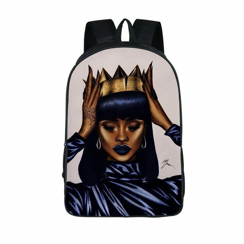 Afro-Afrikanische Schönheit Schwarze Prinzessin Wasserdichter Schulrucksack Mit Verstellbaren Schultergurten