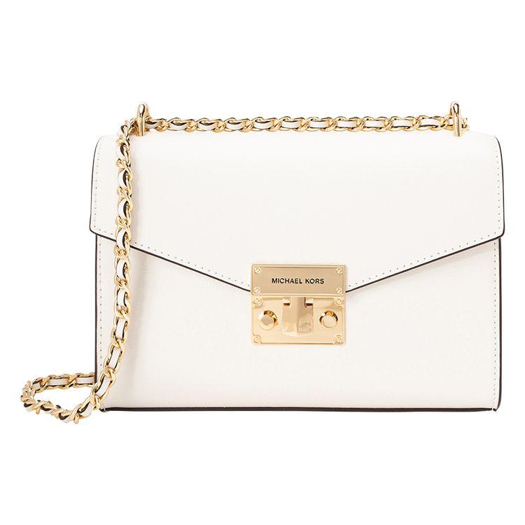 

Michael Kors MK Rose Solid Lock Closure Quilted Chain Shoulder Bag Women Shoulder Bag White 35S1GXOL2L-085 Basic Set (Bag+Dust Bag)