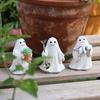 3 Pcs Halloween Ghost Figurines Resin Gardening Ghost Statue Cartoon Ghost Collectibles
