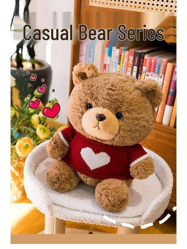 Casual Teddy Bear Plush Toy with Sweater - Children's Birthday Gift