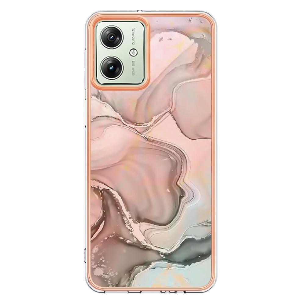 

YB IMD Series-16 Style-E For Motorola Moto G54 5G Case Marble Electroplated Design 2.0mm TPU Cover Purple