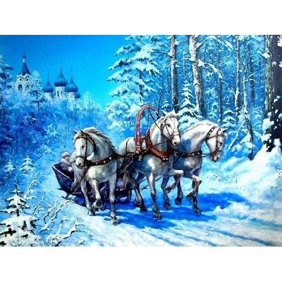 Huacan Diamond Mosaic Krajina Obrázky kamínky Diamond výšivky Winter