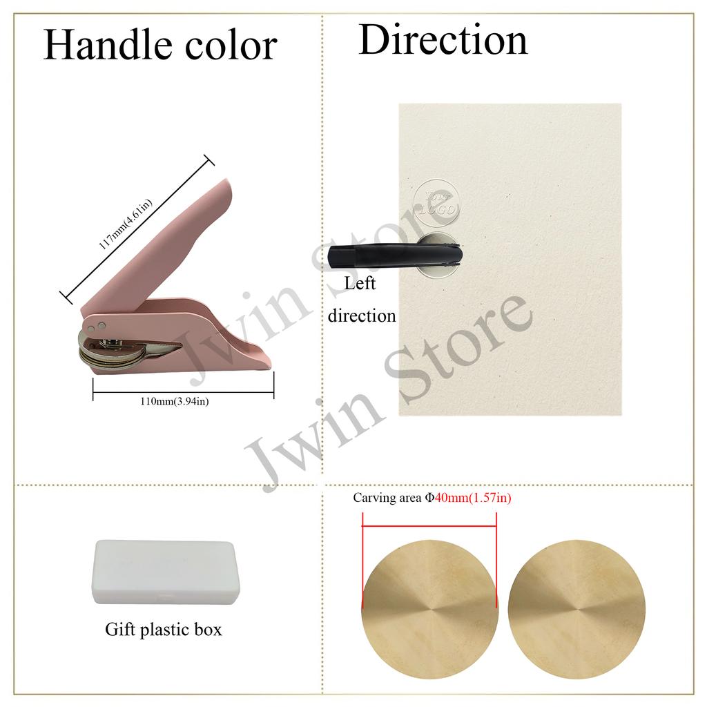 Customize Embossing Stamp with Your Logo Monogram Embosser Seal for Wedding Invitation DIY Craft 40mm Diameter