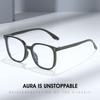 Women’s Black Round Anti-Blue Light Glasses - Fits Round Faces, Flat Myopia-Compatible Lenses, Prescription Ready.