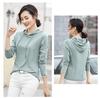 2025 Women's Long-Sleeve Hooded Pullover: Solid Color, Mercerized Cotton, Korean Style Base Layer for Spring & Autumn