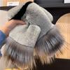 Real Rex Rabbit Fur Scarf women Winter Warmth Thick Double-sided Fur Scarves with fox fur Natural Fur Mufflers Lady Fur Scarf