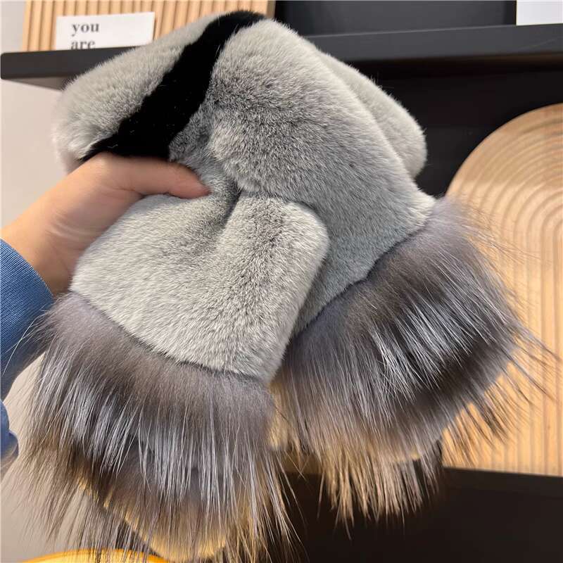Real Rex Rabbit Fur Scarf women Winter Warmth Thick Double-sided Fur Scarves with fox fur Natural Fur Mufflers Lady Fur Scarf