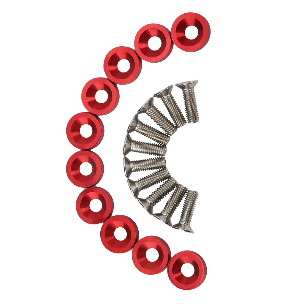 10 Set Car Engine Bay Dress Up Kits M6 Bonnet  s Red Washers Modification Maintenance