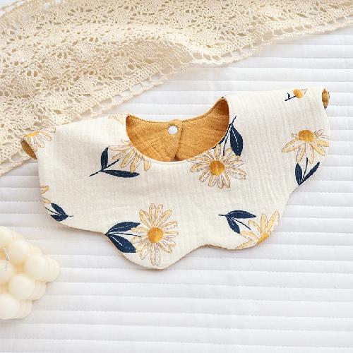 Ins Double-sided Cotton Waterproof Bib Crepe 360-degree Rotating Saliva Towel Children's Breathable Gauze Baby Bib