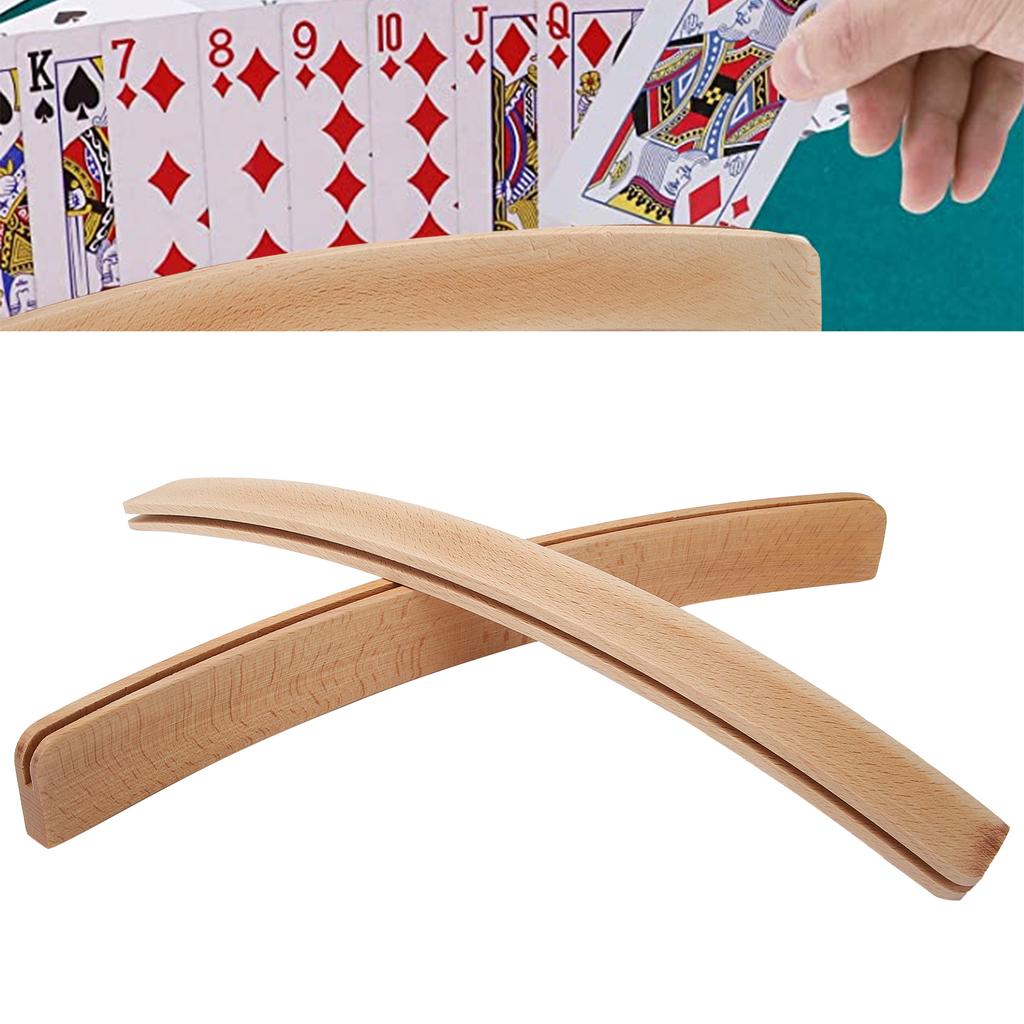 2pcs Professional Wood Playing Card Poker Cards Holder Tray Rack for Children Elderly