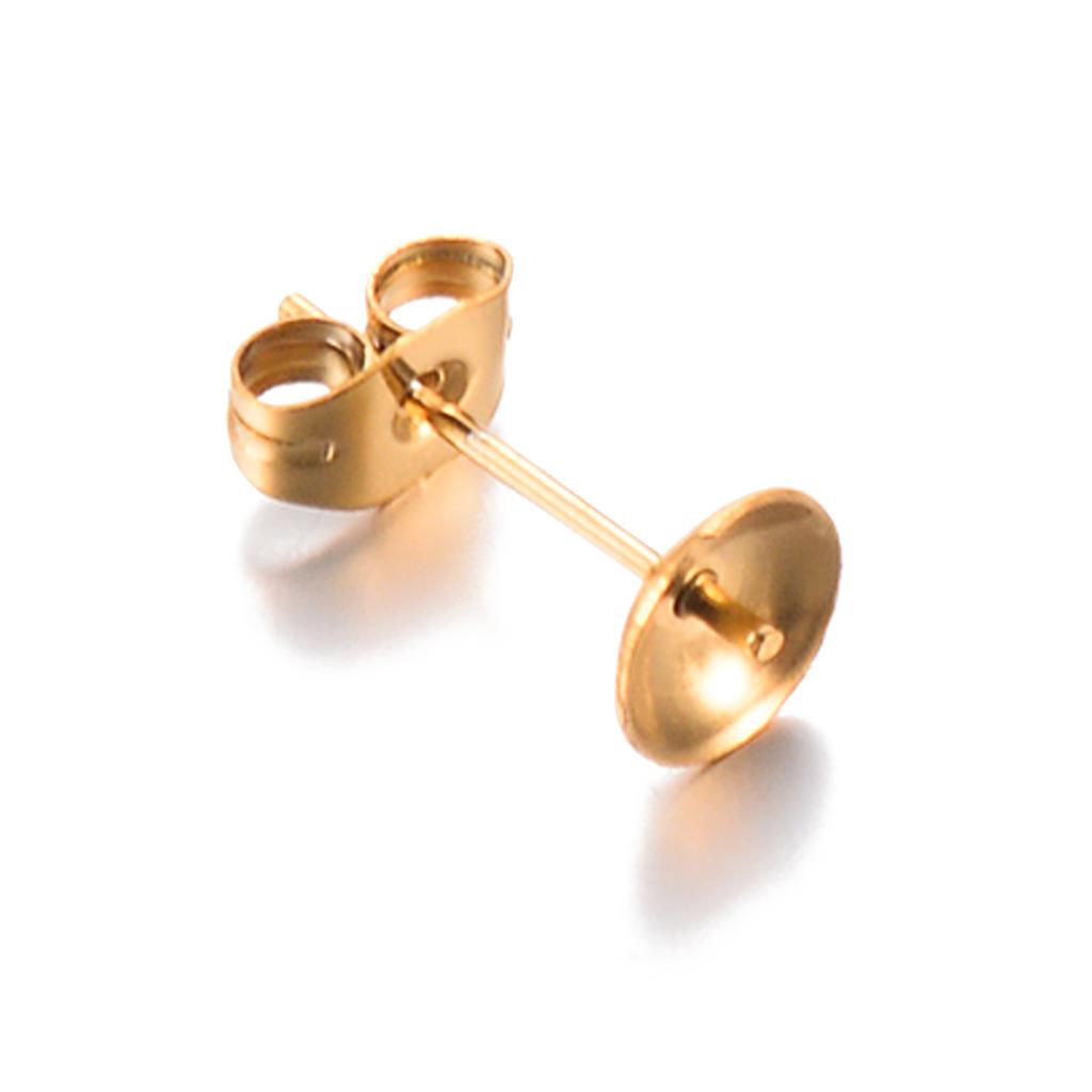 Wholesale 50pcs/lot Stainless Steel Blank Post Earring Studs Pins Base 3/4/5/6mm Ear For Half Hole Pearl Bead DIY Jewelry
