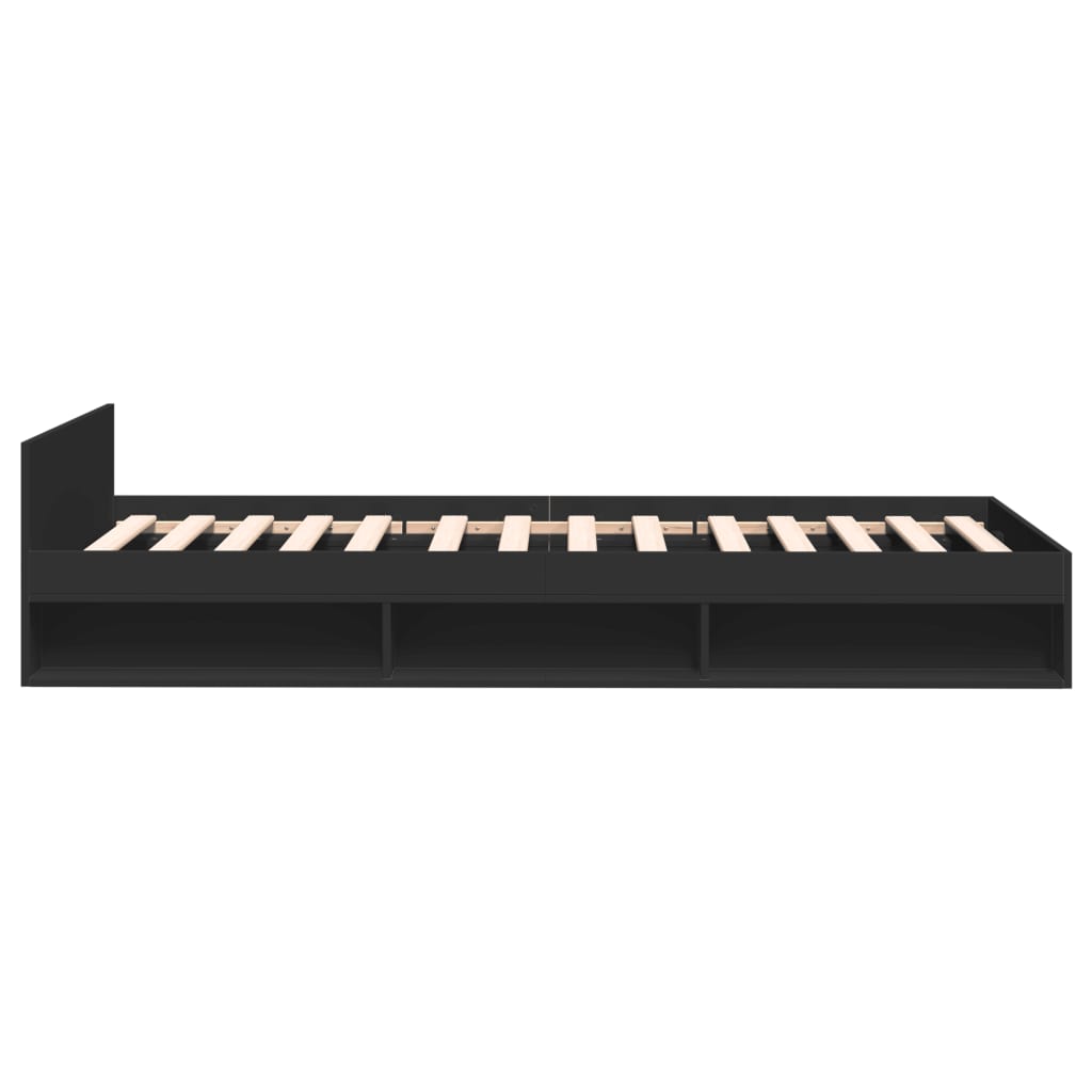 Bed Frame with Drawer Black 75 X 190 Cm Particleboard