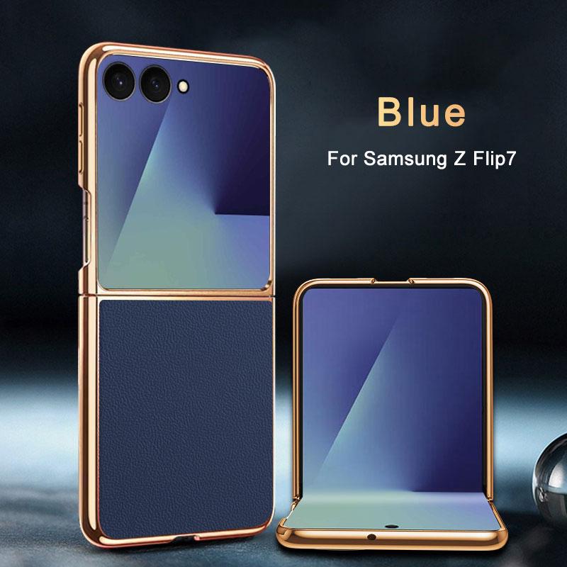 Für Samsung Galaxy Z Flip 7 Hülle Luxus PU Leder Skin Plating Schlanke Schutz-Rückseite Hülle für Samsung Z Flip7 Handyhülle