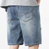 Summer Men Cargo Denim Shorts Men Slim Loose Fashion Brand Casual Five Point Short Pants Plus Size