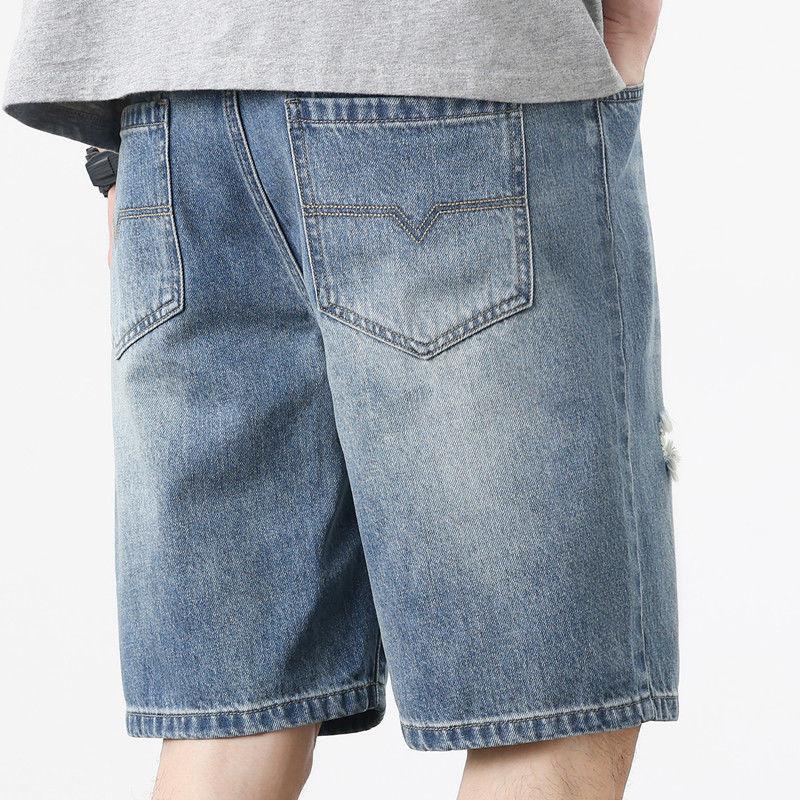 Summer Men Cargo Denim Shorts Men Slim Loose Fashion Brand Casual Five Point Short Pants Plus Size