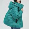 Women Winter Short Fluffy Warm Jacket Hooded Plaid Plus Size Jacket Casual Outdoor Jacket