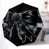 1pc Black Bow Ribbon Lace Automatic Opening and Closing Folding Umbrella with 8 Iron Ribs - Portable, Foldable for Travel Yy251124130