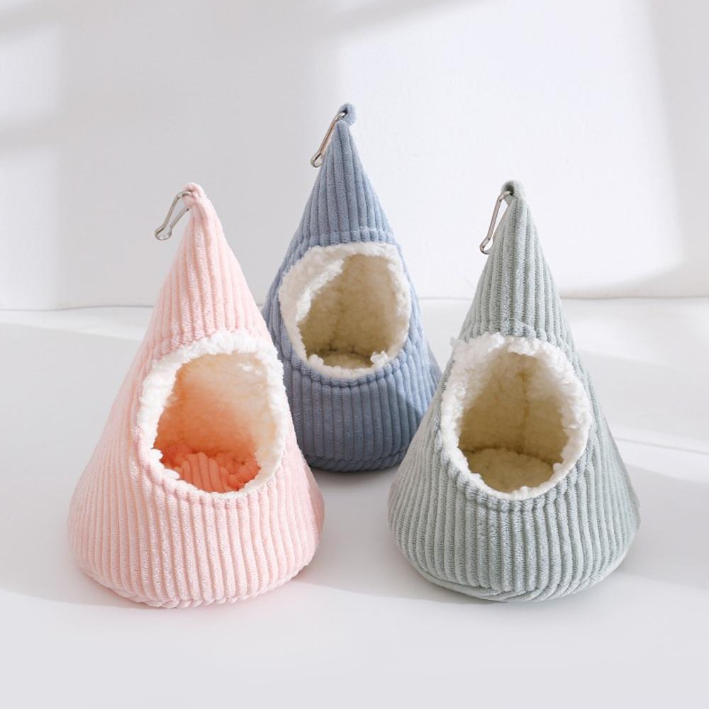 1PC Winter Warm Hangable Triangular Windproof Fleece-Lined Thickened Hanging Bed for Small Animals Pet Parrot Hamster Hide House
