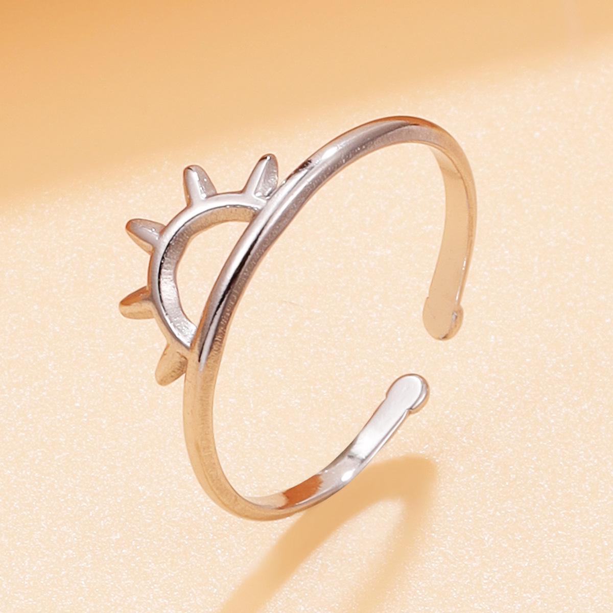 Adjustable 18K Gold Sunrise Stainless Steel Ring