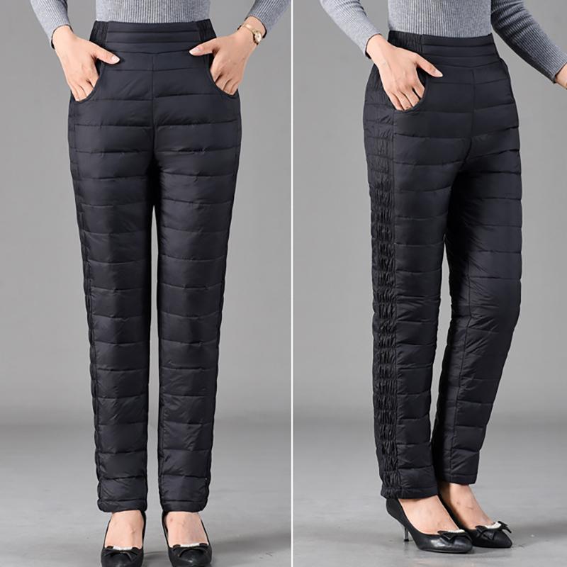 L~5XL Winter Pants Middle-aged Elderly Down Pants Women's Outer Wear High-waisted Large Size Plus Velvet Slim-fit Thick Women's Down Cotton Pants