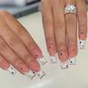24pcs Long Square False Nail with Metal Colorful Rhinestones Press On Nail For Stylish And Elegant Nail Art Design