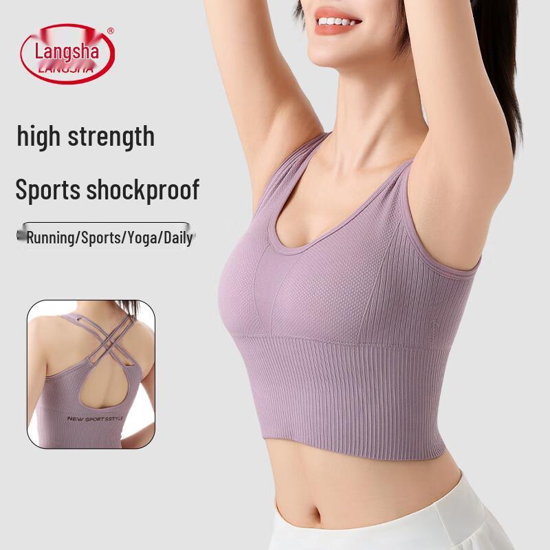 LangSha Women s High-Impact Seamless Sports Bra One Size