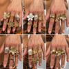 Ingemark 2026 New Fashion Metal Flower Open Rings for Women Creative Baroque Imitation Pearl Rings Y2K Bridal Wed Jewelry Gift