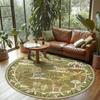 Round Living Room Carpet Foldable Machine Washable Green Jungle Animals Print Coffee Table Mats Bed Bedside Cloakroom Wool Rugs
