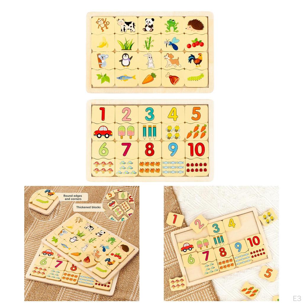 Children Wooden Puzzle Matching Toy Montessori Education Sorting Board for Boys and Girls