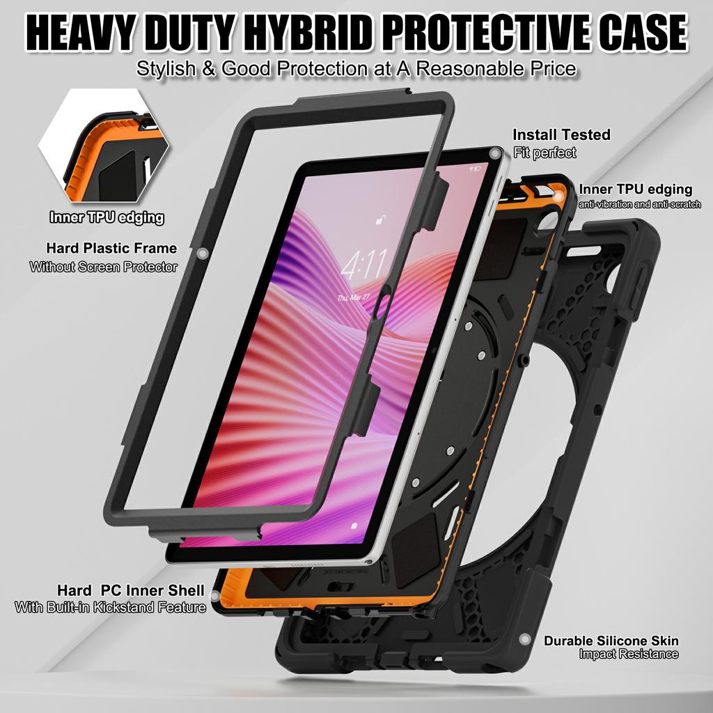 For Lenovo Tab 10.1 (2025) TB311XU/Zhaoyang K10C Case Kickstand PC+Silicone Tablet Cover