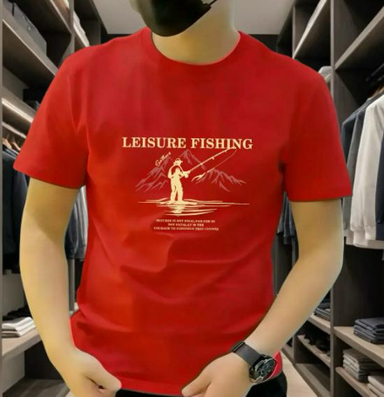 Men's Heavyweight Stretch Short Sleeve Slim Fit Printed T-shirt with High Street Style