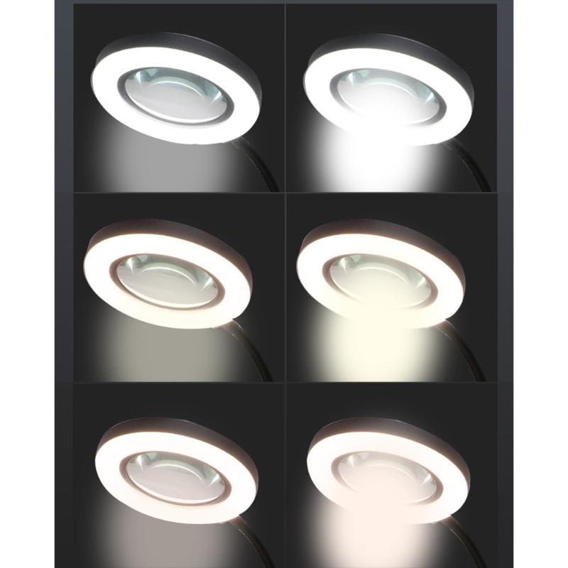 10X Magnifying 72Pcs LEDs Table Lamp Magnifier Reading Beauty Tattoo Light 3 Color Modes 360° Free Rotation Adjustable