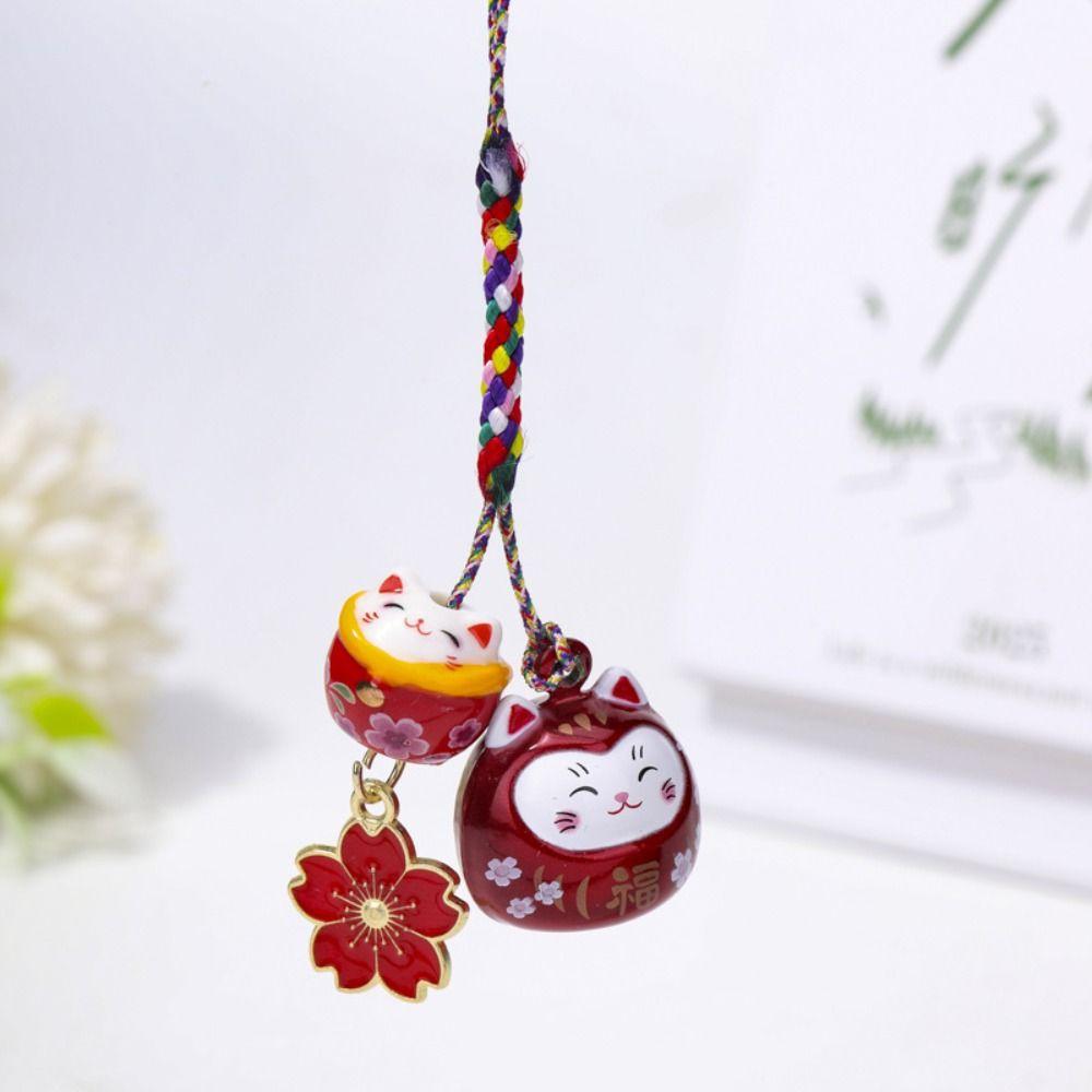 Cute Lucky Cat Pendant Fantastic Phone Strap Personality Maneki Neko Key Chain  Girls