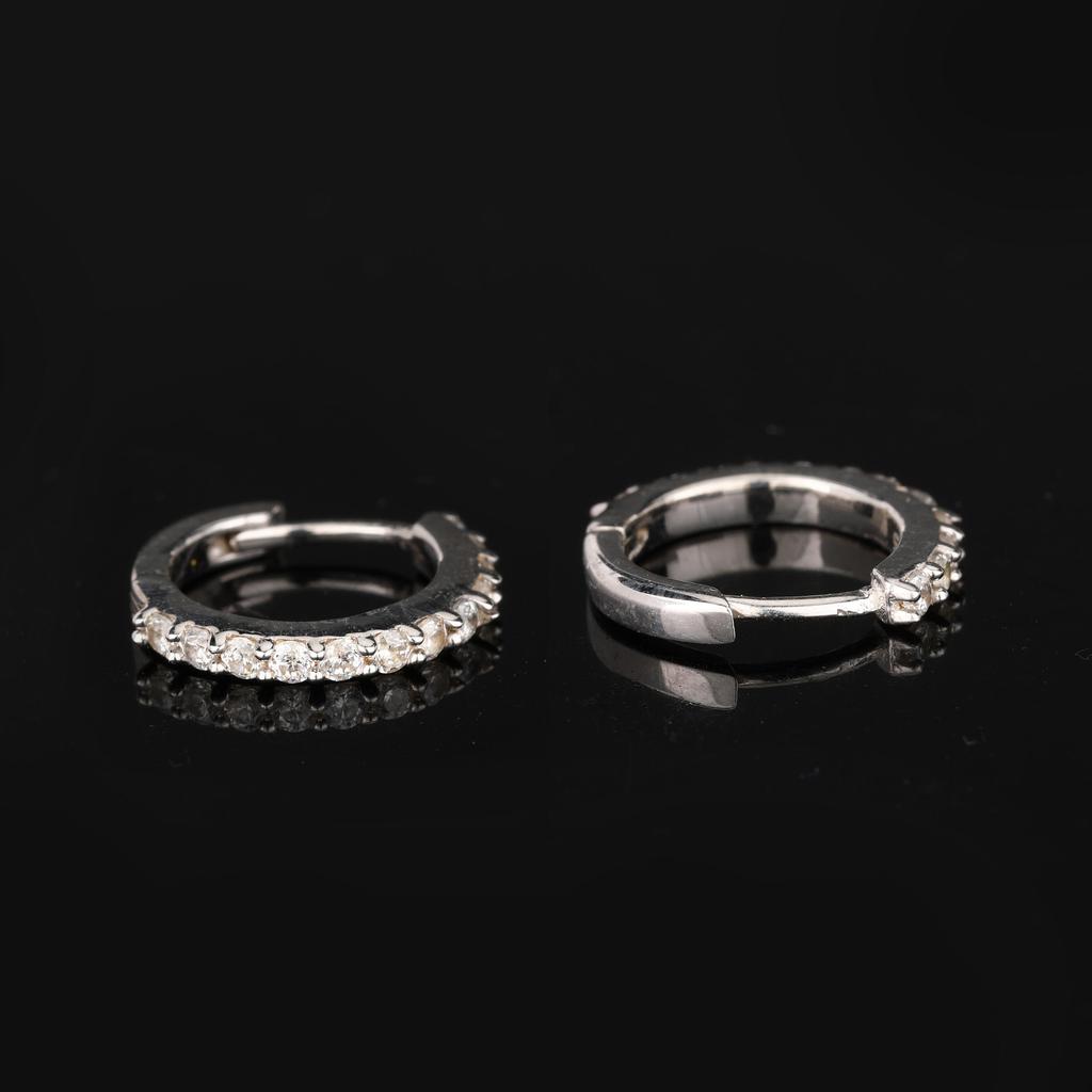 White Cubic Zirconia Stud Earrings 925 Silver Yellow Gold Plated