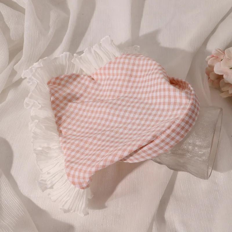 Red Woven Plaid Lace Hair Scarf Wraps Women Retro Triangle Headscarf Hat Travel Photo Headband Girl Hair Accessories
