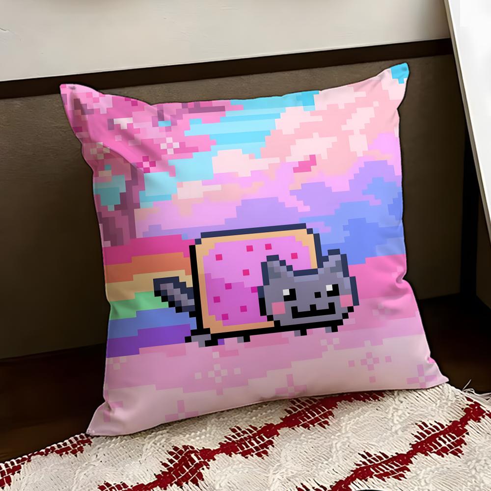 Nyan Cat Cushion Cover Reversible Soft Durable Pillow Cover Home  Car MultiScene Use for Daily Comfort
