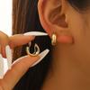 Thick Smooth Open Huggie Hoop Earrings Gold Tone Minimalist Everyday Fashion Earrings for Women