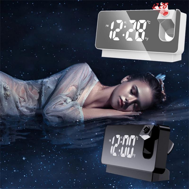 Led Digital Projection Alarm Clock Table Electronic Alarm Clock With 180 Degrees Time Projector