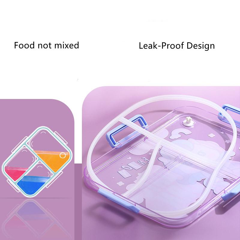 800ml Cartoon Stainless Steel 304 Lunch Box With Spoon Kids Leak-Proof Bento Box Student School Office Food Container