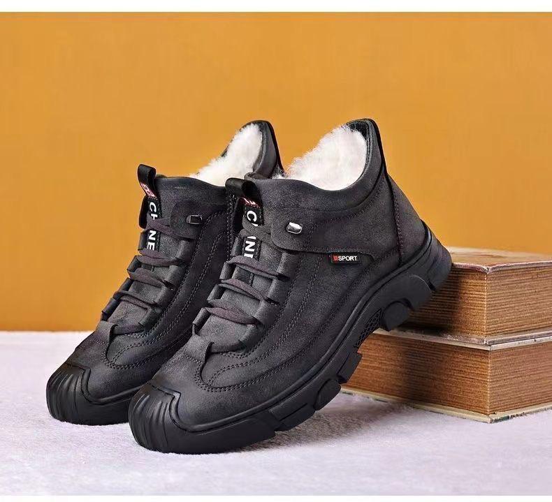 Men's Winter Cotton Martin Boots - Warm, Wear-Resistant, Versatile, Thick-Soled Velvet Snow Boots for Sports and Leisure