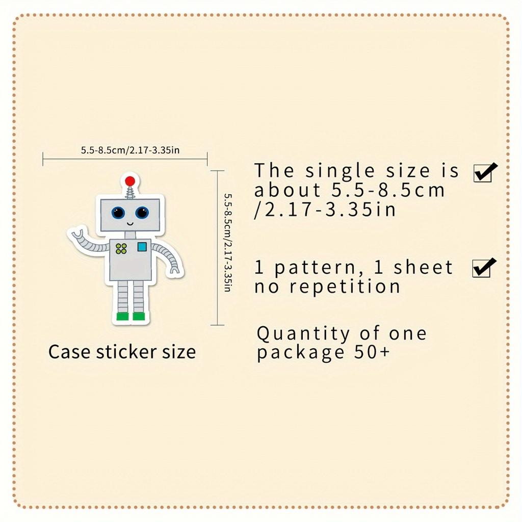 50pcs Robot Personalized Cartoon Creative Cute Stickers Decorate Notebook Mobile Phone Case Luggage Cup Stickers