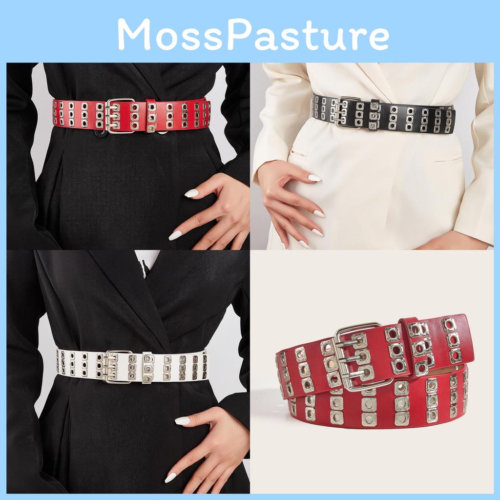 Style Double Row Metal Belt For Denim Pants With Round Loop Design For Fashion Enthusiasts