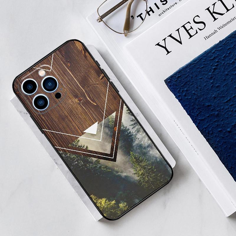 Forest Geometry Wood Nature Case For iPhone 17 Air 15 14 11 16 Pro Max 13 12 Mini 15 16 Plus 16e Funda Silicone Cover