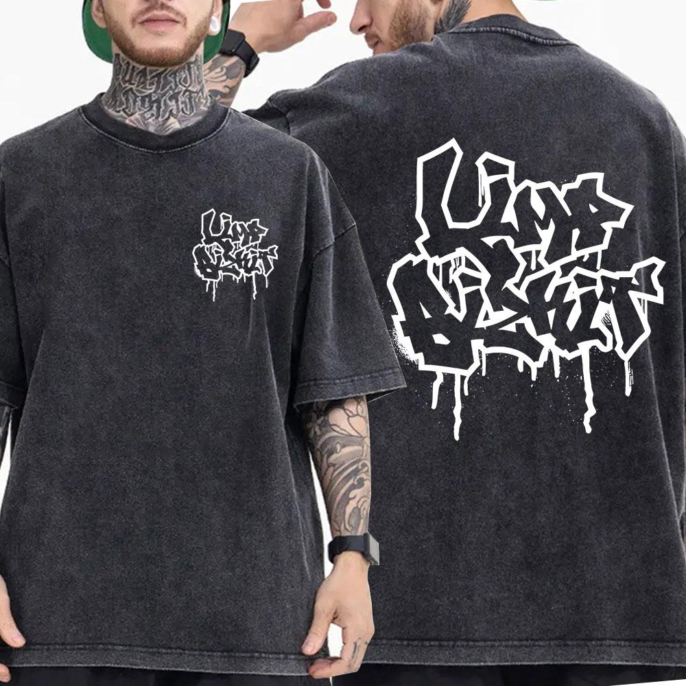ZheXiong TEE Vintage Gewassen Rockband Limp Bizkit T-shirt Heren Dames Kleding Mode Hip Hop Gothic Oversized Korte Mouw T-shirt Streetwear XL