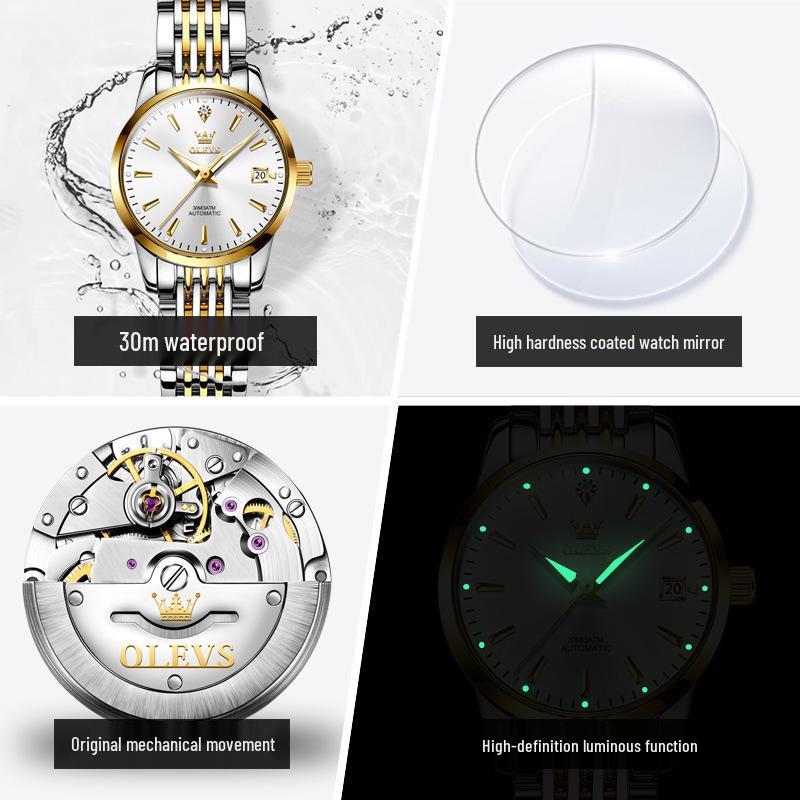 Oulisi Damen Dünne Automatische Mechanische Uhr - Schlichtes Design
