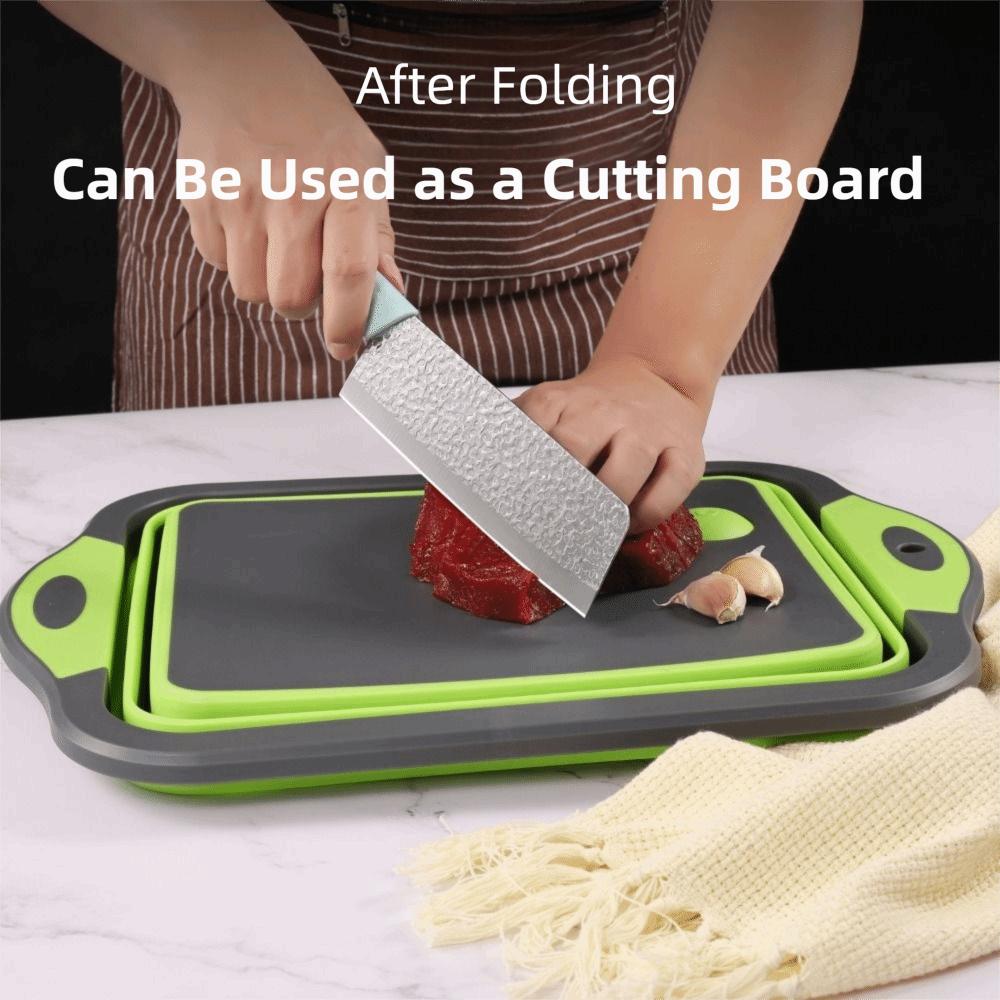 Space Saving Foldable Basin with Colander Collapsible Cutting Board  Kitchen Storage